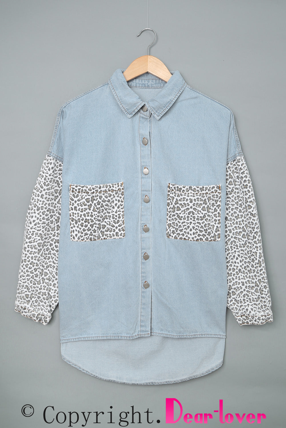Contrast Leopard Denim Jacket