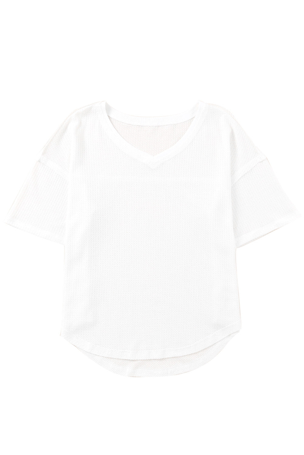 Waffle Knit Drop Shoulder Loose Top