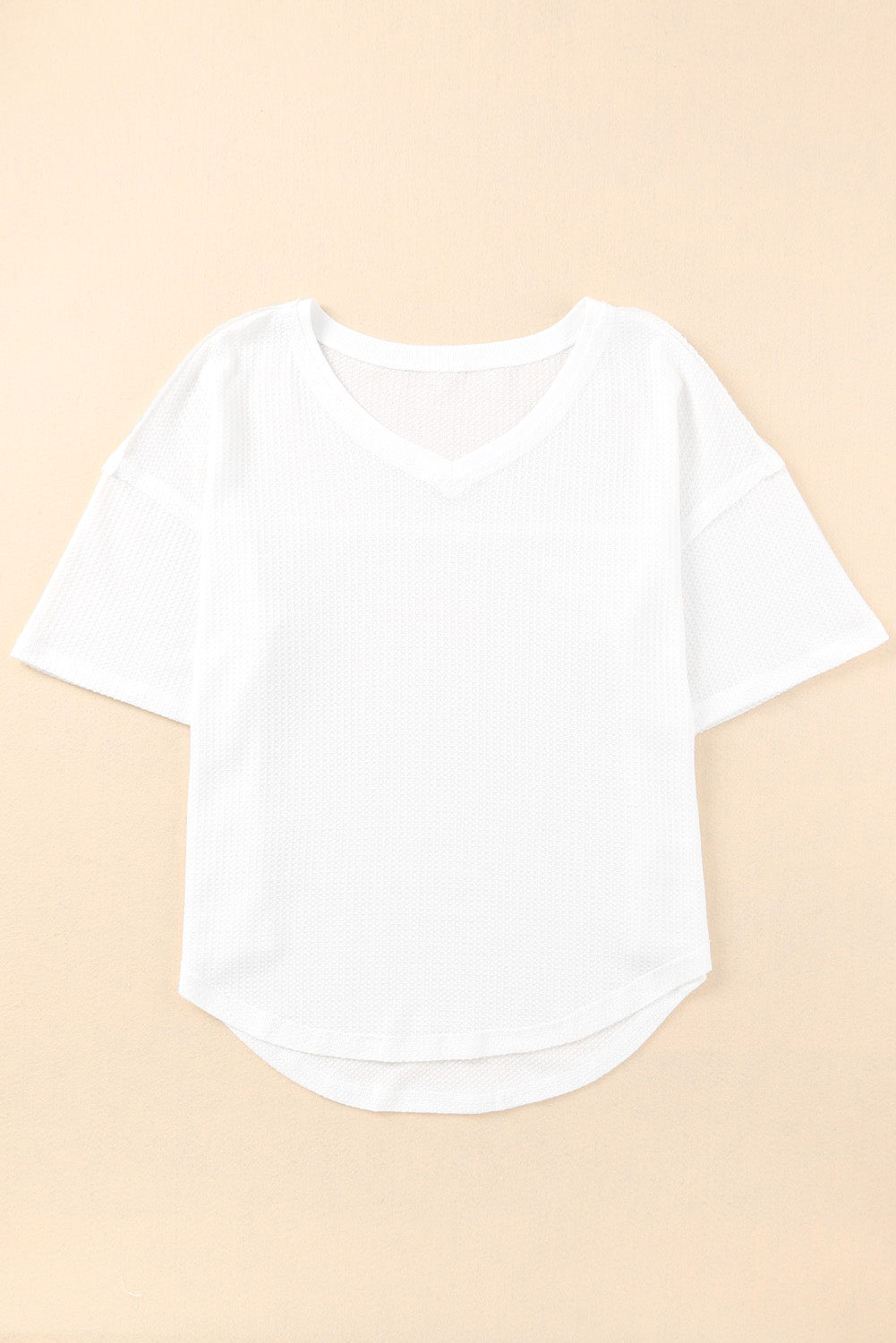 Waffle Knit Drop Shoulder Loose Top