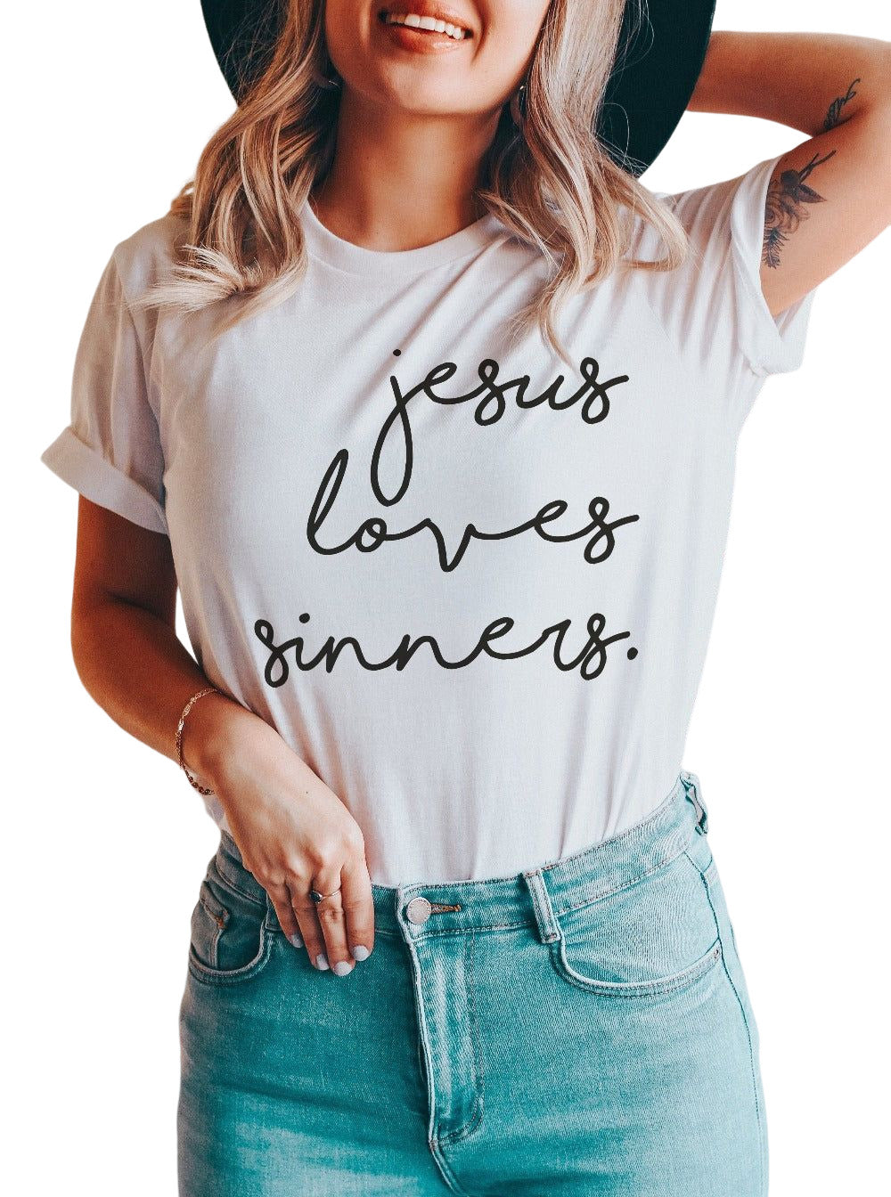 Jesus Loves Sinners Funny Belief T Shirt