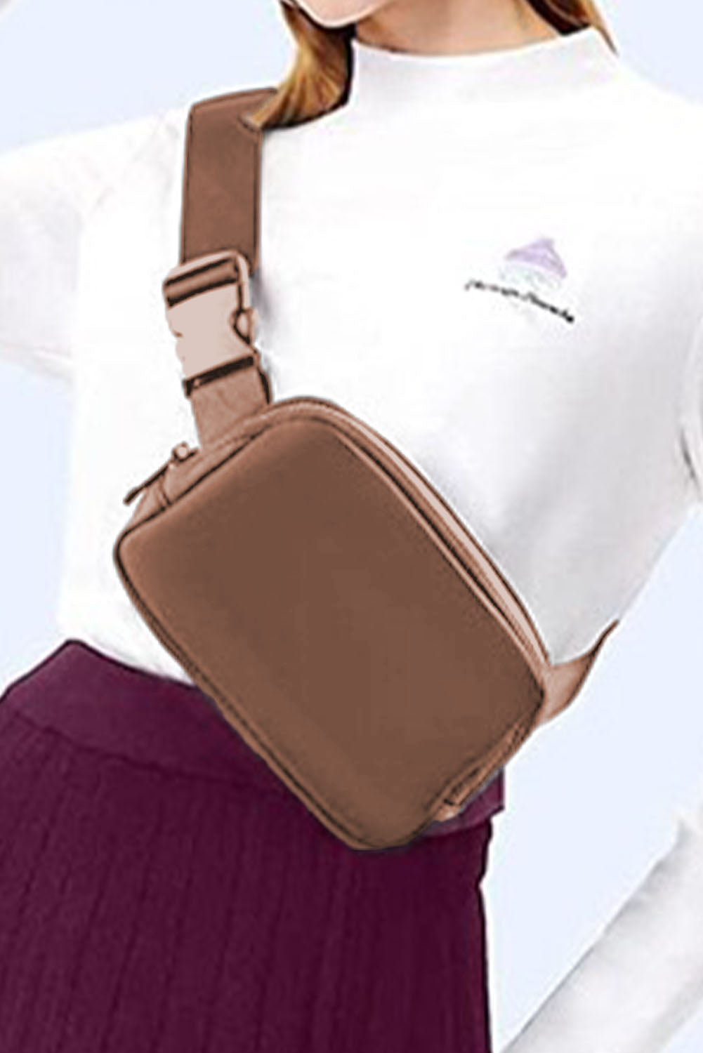 Waterproof Zipped Crossbody Bag 20*5*14cm