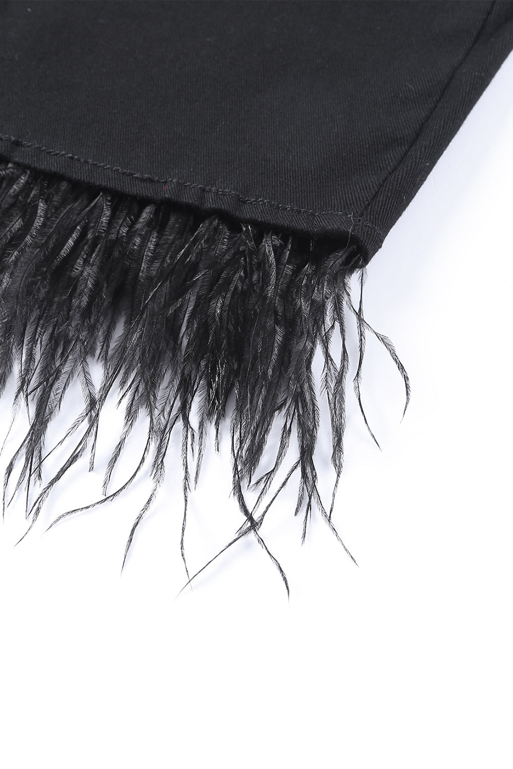 Feather Fringed Denim Skirt