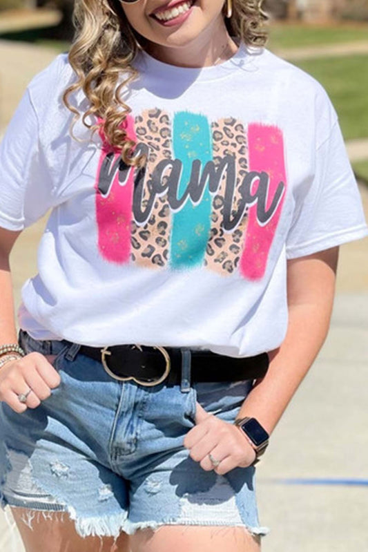 mama Leopard Brush Stroke Graphic Print T Shirt